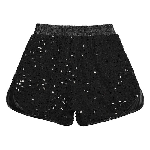 Kids Girls Costume Sides Slit Dancewear Jazz Shorts Teens Sequins Hip Hop Booty - Picture 70 of 90