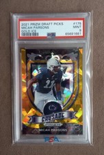 2021 Prizm Draft Micah Parsons RC Crusade Gold Cracked Ice Rookie PSA 9 Mint