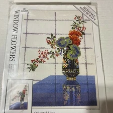 Wichelt NEW Counted Cross Stitch Oriental Vase "Window Flowers" Picture Kit