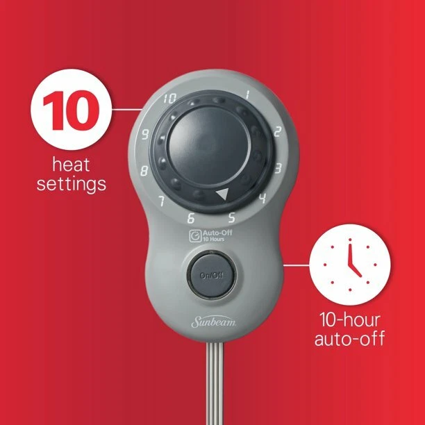 Sunbeam QUEEN Size Electric Microplush Heated Blanket Legion BLUE Cozy Plush Sof - Image 3 of 4