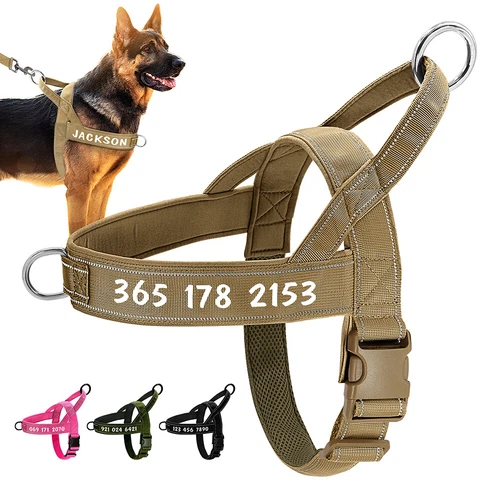 Personalized Tactical No Pull Dog Harness Reflective Nylon Vest Medium Large Dog