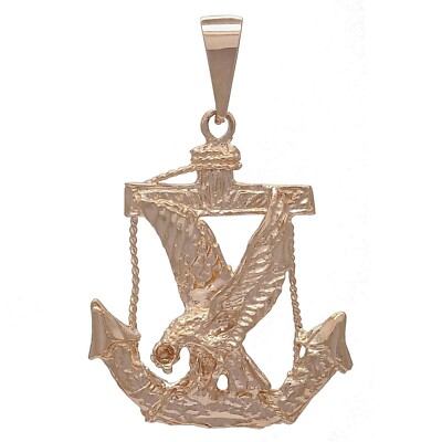 14k Rotgold Massiv Diamantschliff Seefahrer Anker Adler Charm Anhänger 5,7 Gramm
