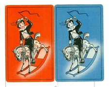 Two Single Vintage ID Named Children, "Hobby Horse", Playing Cards CH 8-21 A,B