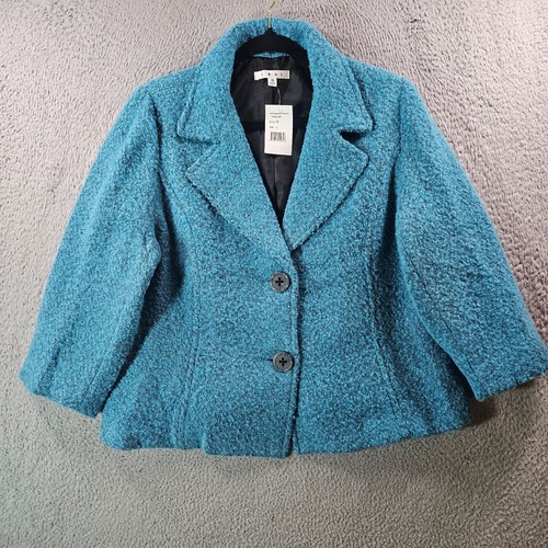 NWT Cabi Cropped Suit Blazer Jacket Women Sz 16 Wool Blend Turquoise Lined - Picture 7 of 18