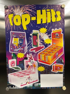 DEPYFAG Feuerwerk Poster Plakat ''TOP-HITS'' 90er Rarität  (Silvester, Pyro)