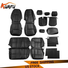 Full Set Black Seat Covers For 07-13 Chevrolet Silverado 1500 2500 Extended Cab
