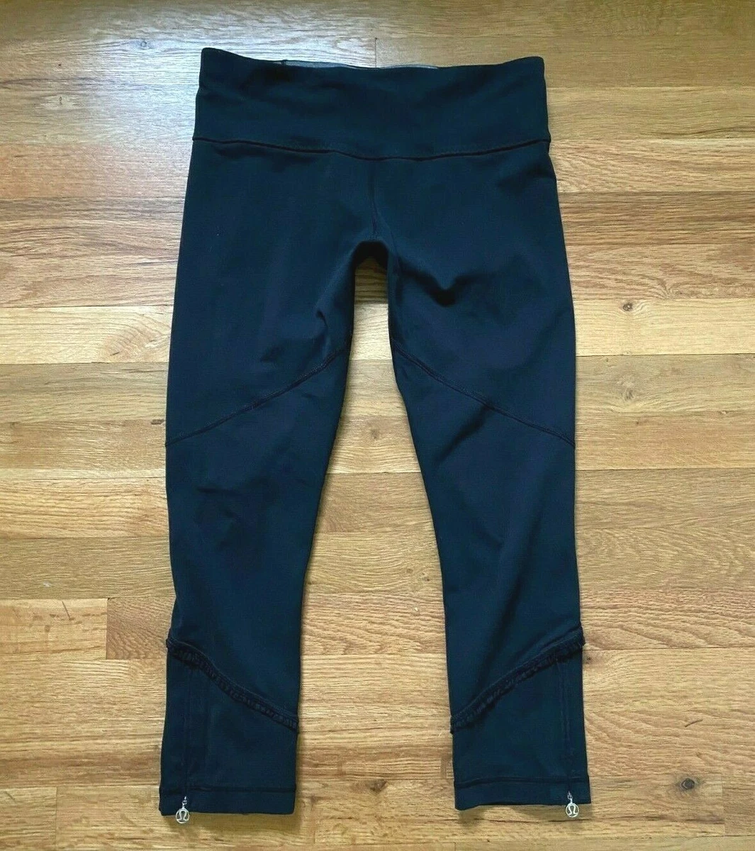 Lululemon Yoga Athletic Compression Tights Pants Zips Womens 8 Black Quick  Dry