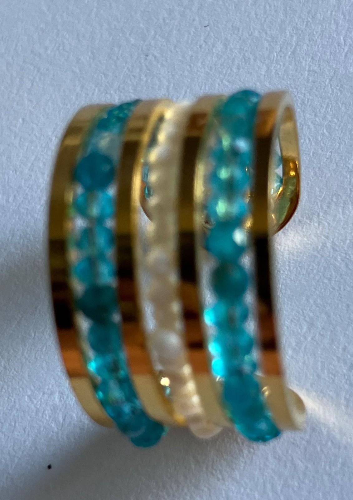 Bague Eden bleue neuve en cristal précieux de style joaillerie