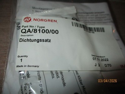IMI Norgren QA 8100 00 Dichtungssatz Zylinder Reparatursatz NEU