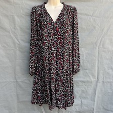 Ann Taylor LOFT Shift Heart Print LS Dress Black/Pink Size LT Tall Valentines