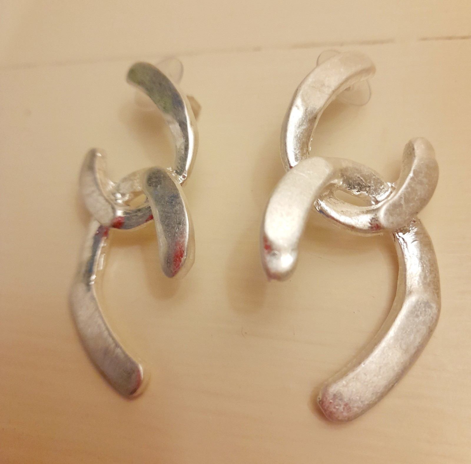 Stunning Linked Statement Silver-coloured Earrings - image 1