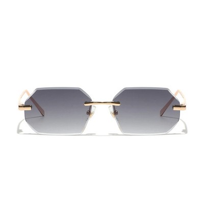 Rimless Sunglasses Diamond Cut Lens Unisex UV400 Metal Casual Wear Style