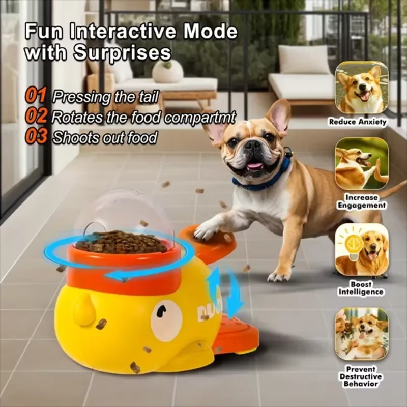 2-in-1 Duck Dog Food Treat Dispenser, Interactive Puzzle Toy &Slow Feeder