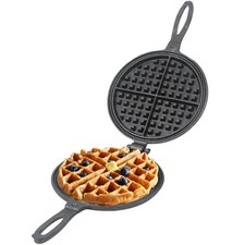 Cast Iron Waffle Maker - 8 inch Round Stovetop Waffle