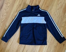 Adidas Youth Boys Track Jacket Zip Navy White Size 10/12