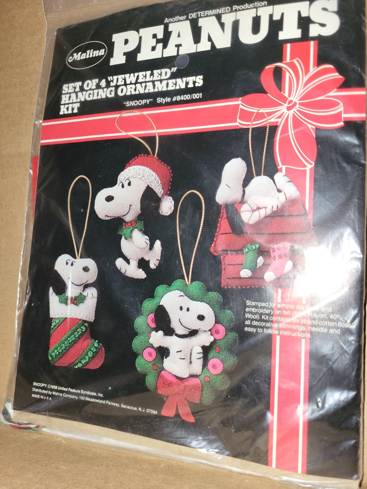Malina Peanuts Snoopy Christmas Ornaments Kit Makes 4 Ornaments