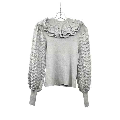 INC International Concepts Glitter Pullover Sweater Ruffle Silver Size Medium