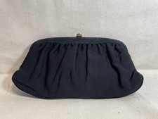 Vintage Black Fabric Evening Clutch with Gold-Tone Frame 004