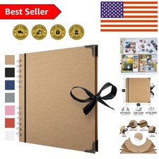 Durable 200gsm Scrapbook Album - 8x8 Inch with Ribbon Closure and Metal Corners