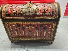 Egyptian Trunk and Storage Chest with Pharaoh Sarcophagus Red Black and Gold