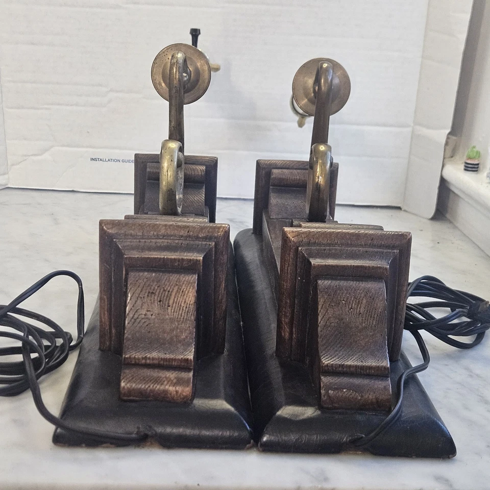 Набор из 2 трех латунных и деревянных антикварных бра со свечами колониальные настенные бра ПОТРЯСАЮЩИЕ - Изображение 4 из 4