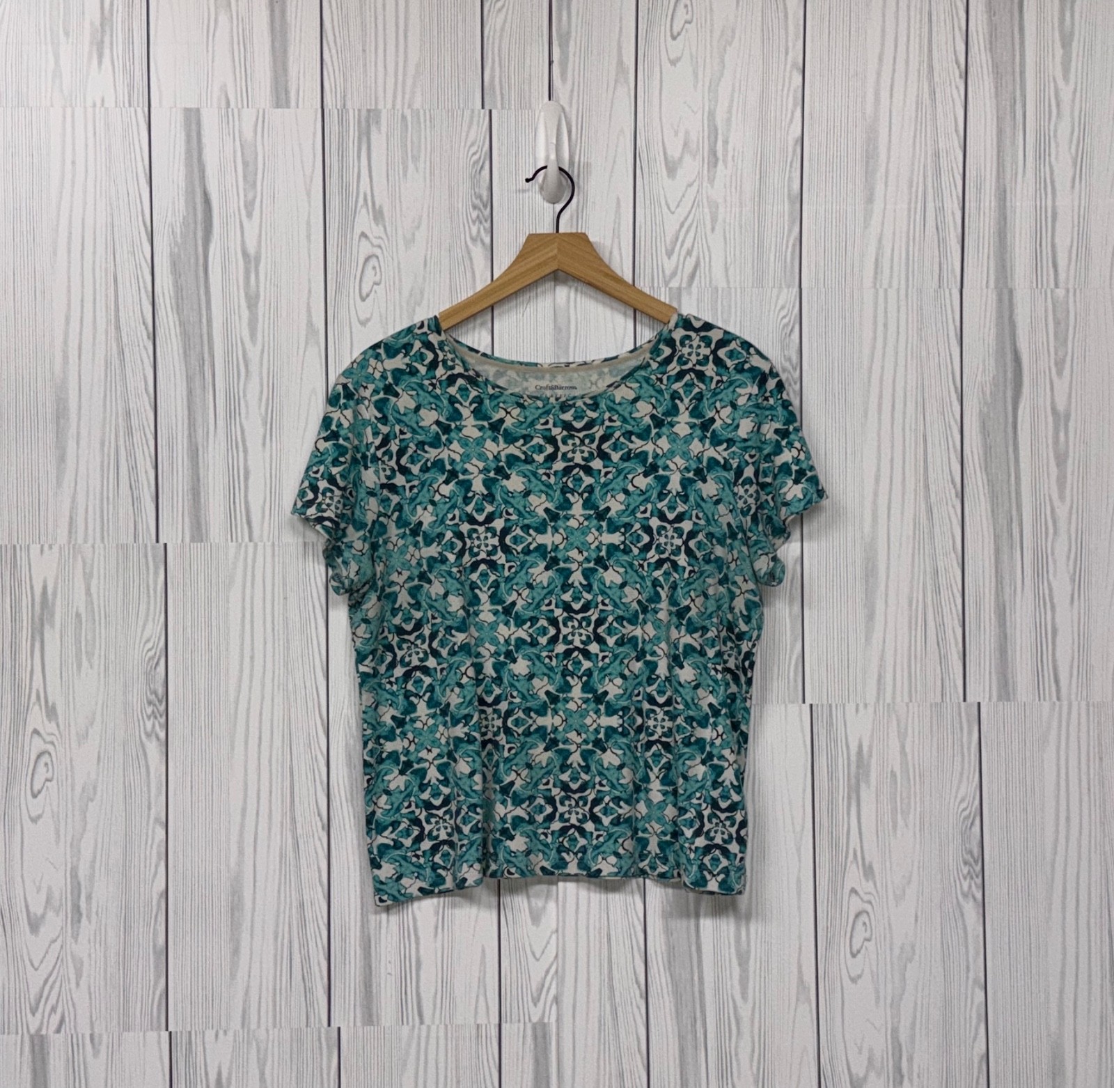 Croft & Barrow t shirt womens size large short sleeve classic tee white floral