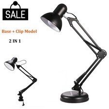 2 IN 1 DESK ANGLE LAMP BLACK ADJUSTABLE LAMP WORK MODERN INDUSTRIAL OFFICE SALON