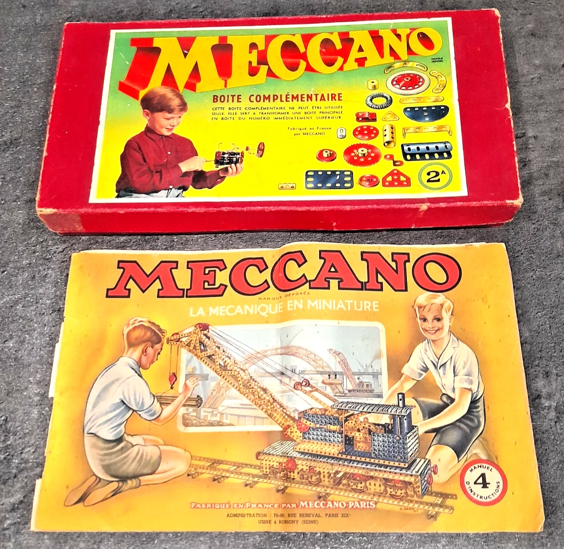 2 Boîtes Meccano Anciennes - Vintage - Métal - Engins De Chantier