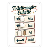 Metallschild In 15X20 Cm Toilettenpapier - Baddeko Schild Mit Spruch: Richtig,
