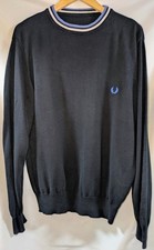 Fred Perry Knit Jumper Black Made in Italy Beta Spa Vintage Size L