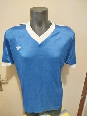 Maillot foot Vintage Adidas Ventex Bleu T.4/5 Made In France - Photo 1/4
