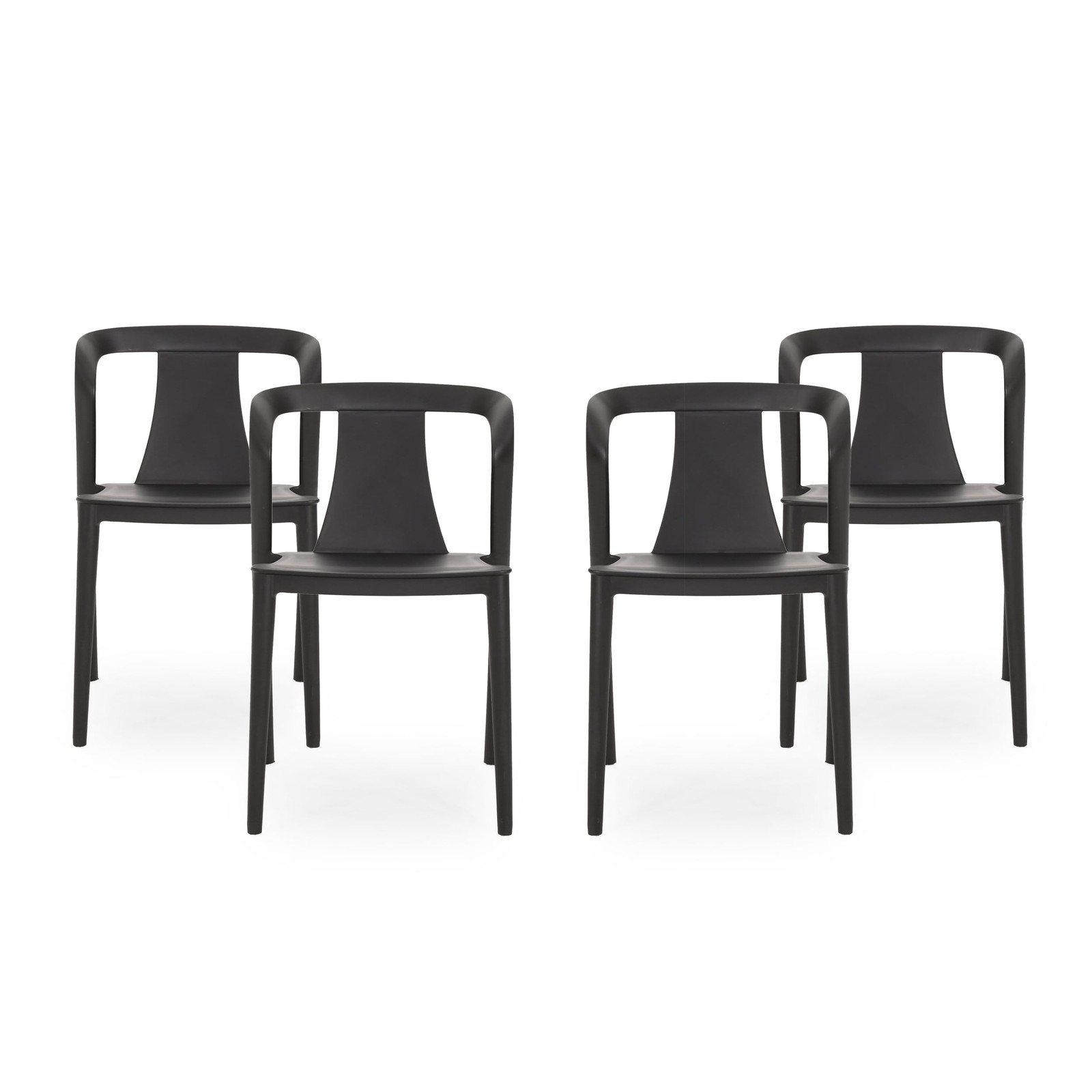 Black Orchid Outdoor Stacking Dining Chairs Set of 4 21.5W x 19.5D Inches