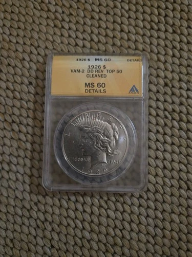 1926-P $1 Peace Silver Dollar ANACS MS 60 details | VAM-2 DD Rev Top 50