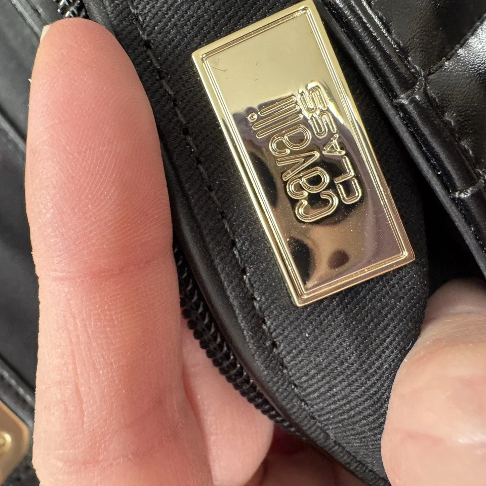 Cavalli Class Quilted Black Leather Shoulder Bag Purse Luxury Designer Handbag - Image 3 of 4