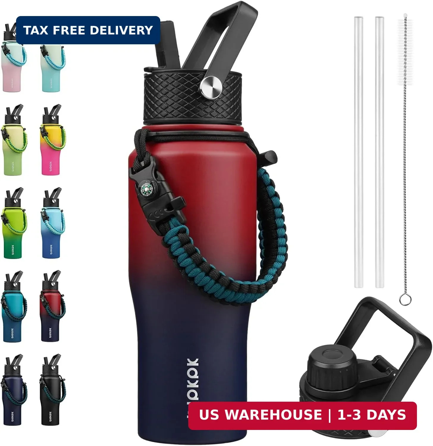 S With Straw Lid, 23oz Metal Water Bottle With 2 Lids