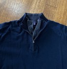 Paraphrase Men’s Long Sleeve Navy Blue Gray 1/4 Zip Mock Cotton Sweater Size L