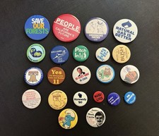 Lot of 22 Vtg Political Button Mix Pin TEd Kennedy Reagan Powell Environmental