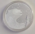 (NEW IN CAPSULE 9FINE MINT COCA-COLA 1 OUNCE SILVER POLAR BEAR ROUND