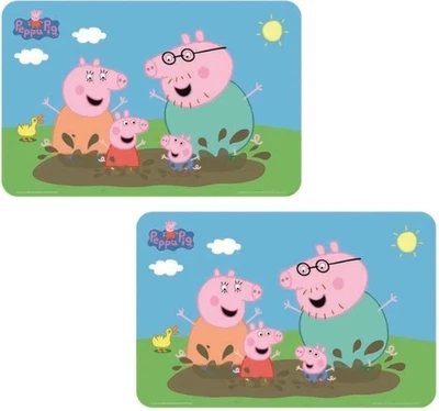 2 Stück Peppa Pig Tisch-Unterlage Peppa Wutz Platz-Set Tischset 41 x 28 cm