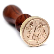 Medieval Initial Alphabet Wax Seal Stamp - Brass Head Wooden Handle - Letter A