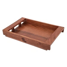 Acacia Wood Serving Tray with Handle 15x10x2 Inch Decorative Breakfast Platter