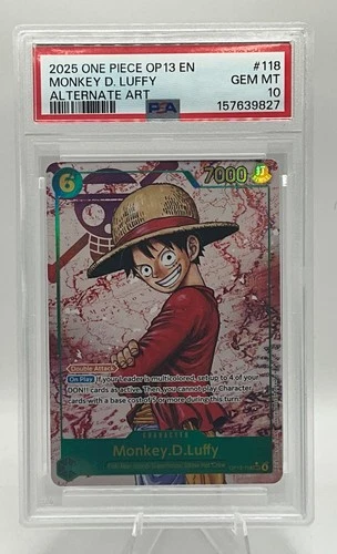 2025 One Piece Monkey D. Luffy SEC Alt Art #OP13-118 Carrying On His Will PSA 10