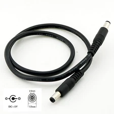 DC Power Adapter Connector Cable 5.5mm x 2.5mm Male to Male CCTV Cord 18AWG 50cm