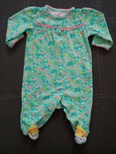 Infant Baby Girl Floral One Piece Zip Up Footed Pajamas 3 Months