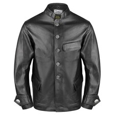 Noble House Herren U-Boot Marine Maat Jacke Lederjacke Stierleder schwarz neu