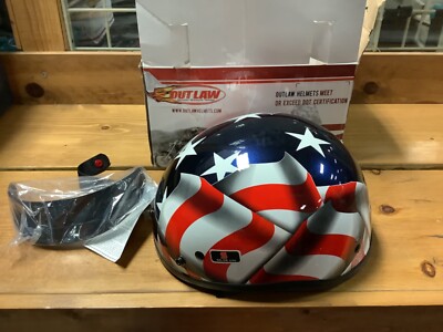 Outlaw Motorcycle Helmet American Flag Size Small | eBay