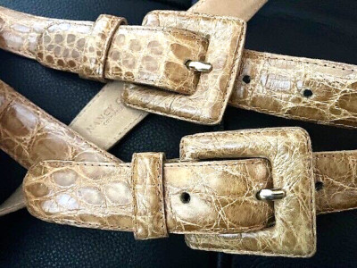 NWOT Auth Nancy Gonzalez Tan Beige Lt Brown Crocodile Double  display picture 3