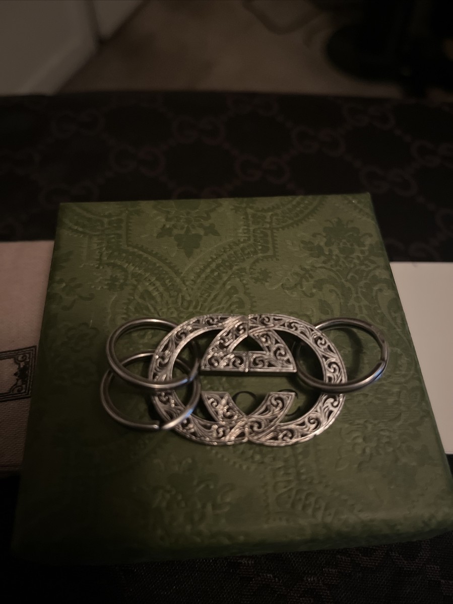 Intertwined/Interlocking GUCCI GG Sterling Silver Key Chain 645579