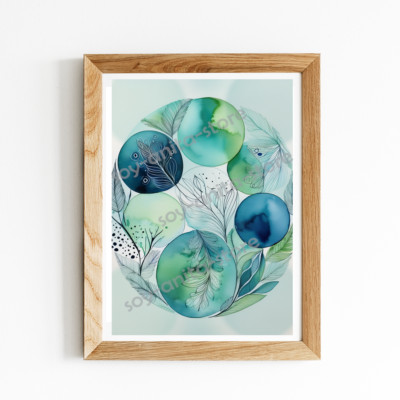 Abstract  Doodle Watercolor Printable, Artwork, Digital Download