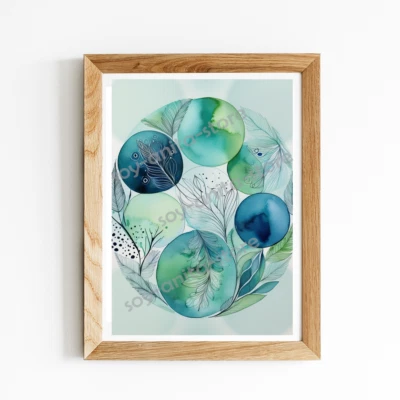 Abstract Doodle Watercolor Printable, Artwork, Digital Download